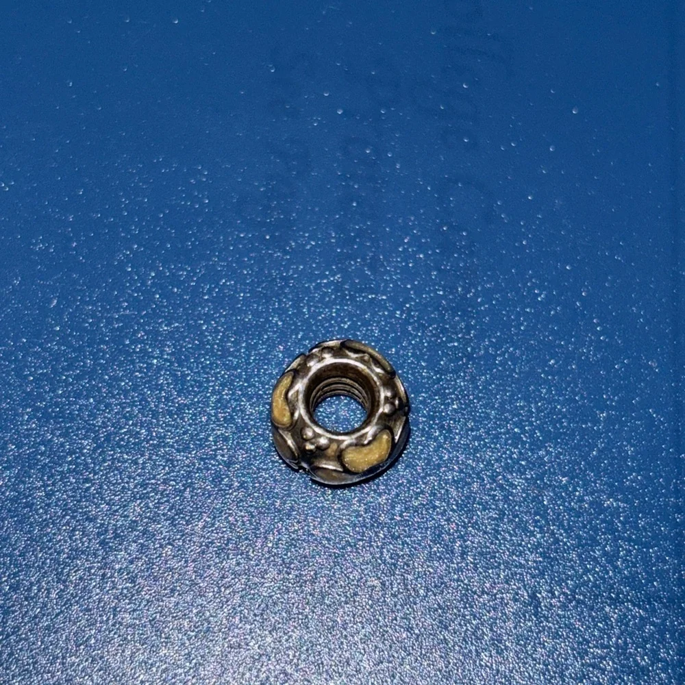 Pandora Silver and Gold Bead Charm with flowers cloisonne - Picture 2 of 3